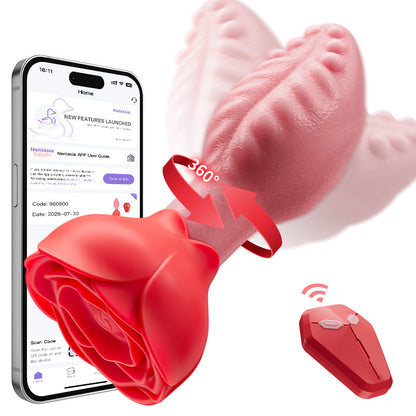 Sera – Zungenförmiger 360° rotierender Analplug mit Rosenbasis für Frauen & Männer