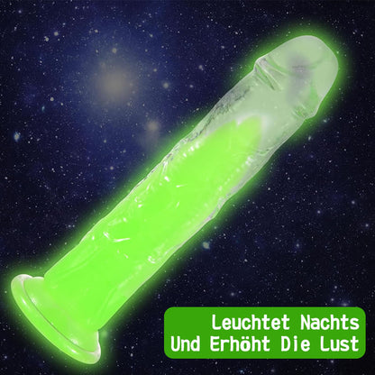 Leuchtfähiger Dildo mit starkem Saugnapf, geeignet für Männer und Frauen.