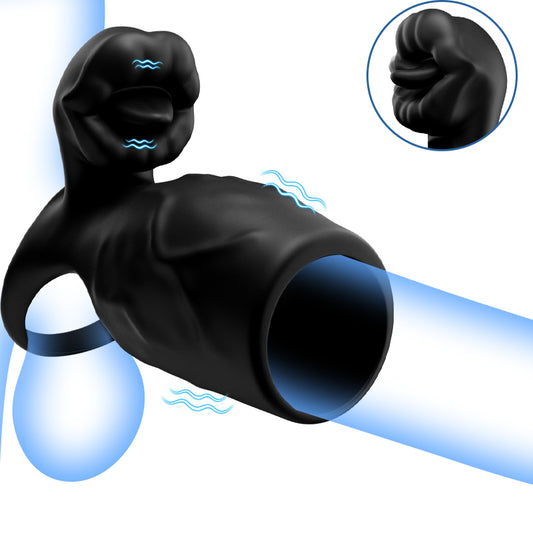 Titan - 9 Vibrationen  Simulierte Penis-Textur  Hoden- & Penis-Doppel-Schamring  Paar-Sexspielzeug