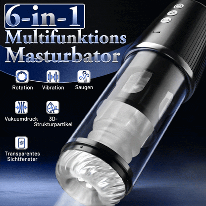 【Datenschutzverpackung】6-in-1 Masturbator 5-Rotation, Saugfunktion, 7-Vibration, Vakuumklemmung, Penis-Massagegerät