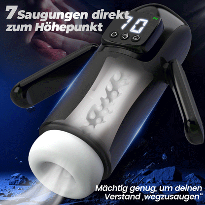 Phantom - 7 Saugungen 7 Vibrationen  Doppelgriffe  Grobe Granulat-Kanaltextur  Männer-Masturbator