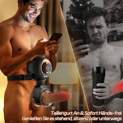 【Blitzangebot: 30 % RABATT】Hazel - 9 Vibrationen & Schwingen & Stoßen Hands-Free Hüftgurt-Strap-On Masturbator für Männer