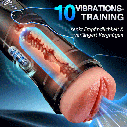 Challenger - 10 Vibrationen, 5 Saugungen, Ultra-Realistische Vagina, Simulierter Masturbator