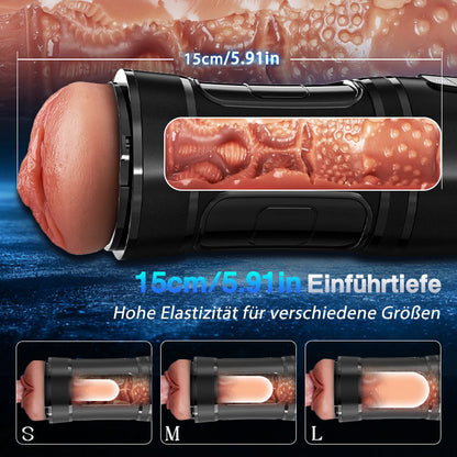 Challenger - 10 Vibrationen, 5 Saugungen, Ultra-Realistische Vagina, Simulierter Masturbator