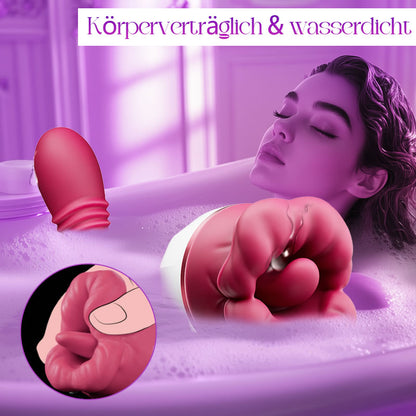 Elowen - Großer Mund mit Zungenlecken für Klitoris- und Brustwarzenstimulation, stoßender Vibrator für den G-Punkt.