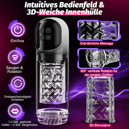 Vortex - 7 Saugen Dual-Temperatur SPA Boner Enlarger 7 Rotierende 360° Massage Masturbator