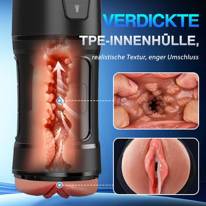 Challenger - 10 Vibrationen, 5 Saugungen, Ultra-Realistische Vagina, Simulierter Masturbator