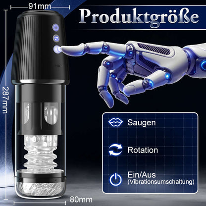 【Datenschutzverpackung】6-in-1 Masturbator 5-Rotation, Saugfunktion, 7-Vibration, Vakuumklemmung, Penis-Massagegerät