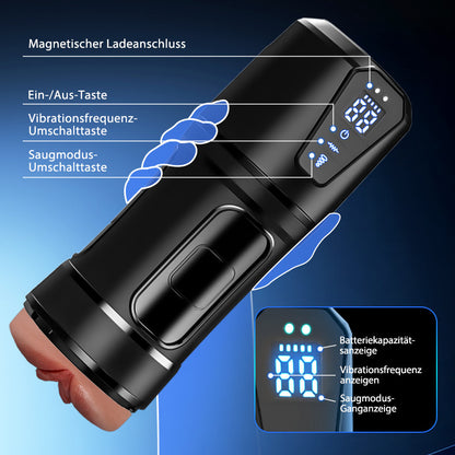 Challenger - 10 Vibrationen, 5 Saugungen, Ultra-Realistische Vagina, Simulierter Masturbator