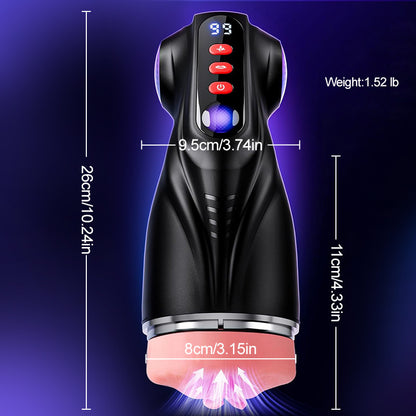 【Blitzangebot: 30 % RABATT】Daphne - 3 Hüllen Taschenmuschi Penis-Pumpe mit 9 Saug- & 9 Vibrationsmodi für männliche Masturbatoren
