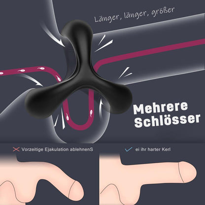 Penisringe drei Ringe Schwarz Härter Länger Größer - acmejoy-de